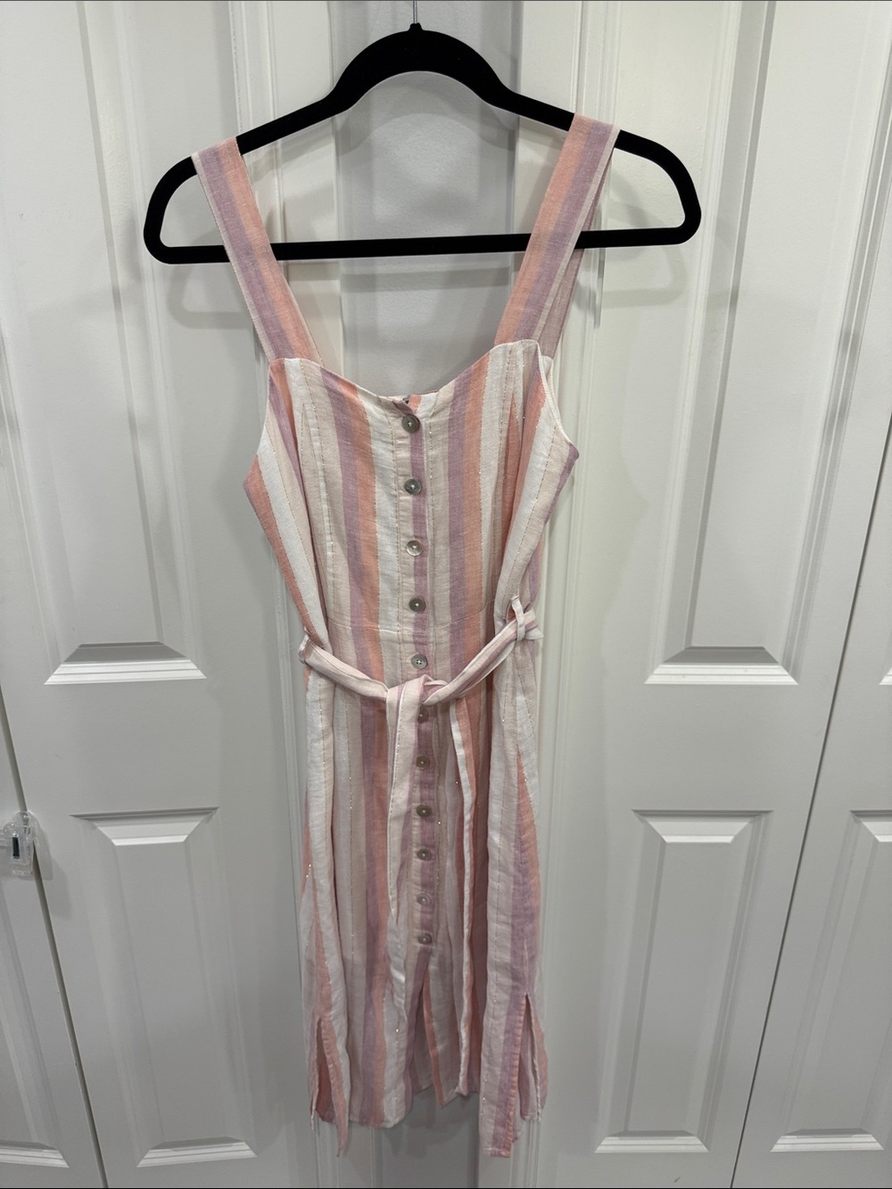Rails Pink and Cream Striped Midi Dress